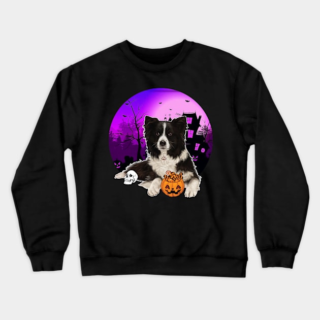 Happy Halloween Border Collie Dogs Halloween Gift Crewneck Sweatshirt by Rene	Malitzki1a